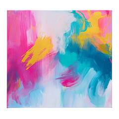 Vibrant Abstract Painting with Neon Pink Teal Isolated on Transparent Background