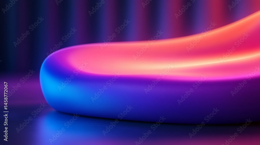 Poster iridescent wave form with a gradient from blue to pink illuminating