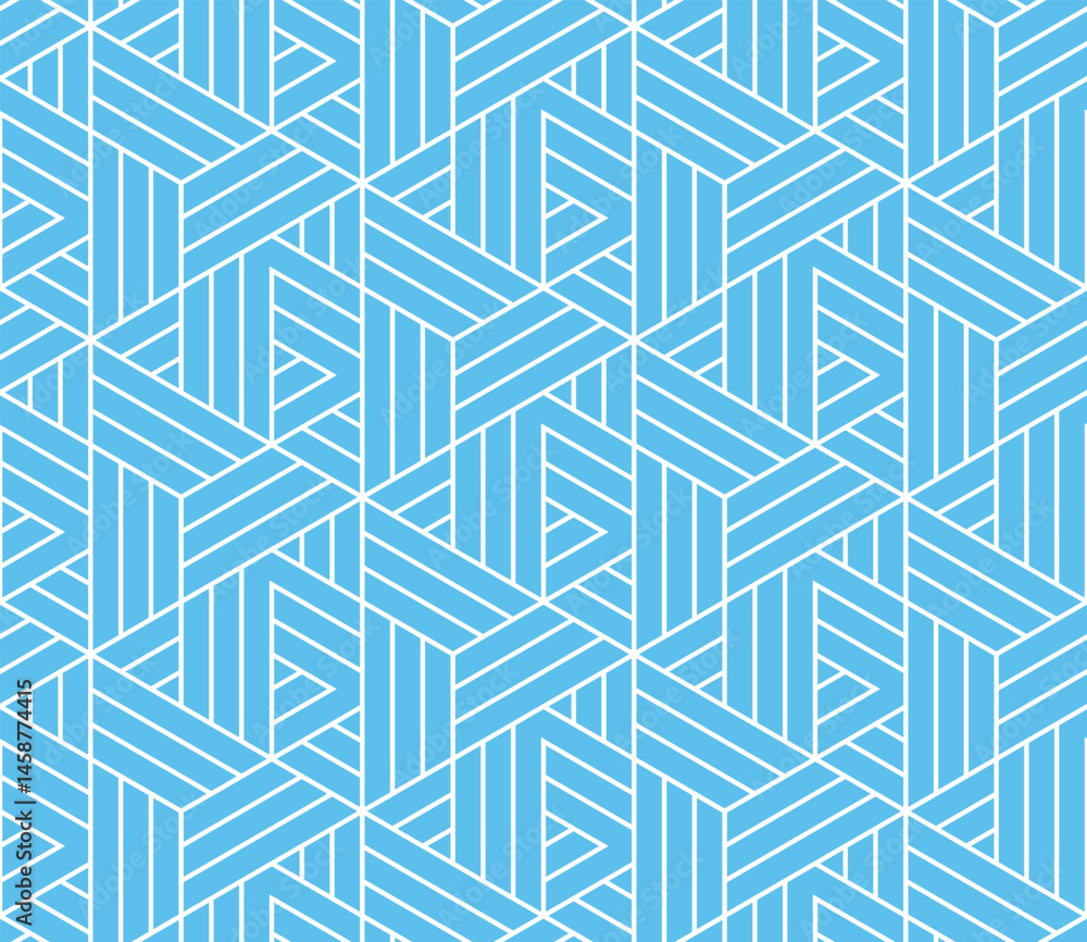 Poster Abstract geometric pattern. A seamless vector background. White and blue ornament. Graphic modern pattern. Simple lattice graphic design