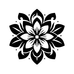Black and White Floral Mandala Design on White Background