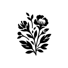 Minimalist Black Floral Arrangement on White Background