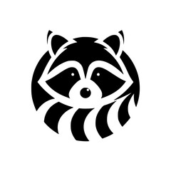Minimalist Raccoon Logo: Black & White Mascot Illustration