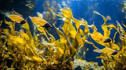 Aquatic life amidst vibrant kelp forest