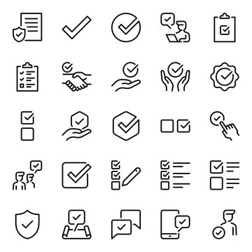 Outline icons set for Check verify