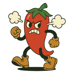 Angry Chili Pepper Cartoon Character