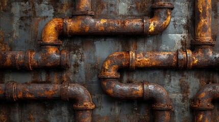 Rusty Pipes: A Grungy Industrial Wall Texture