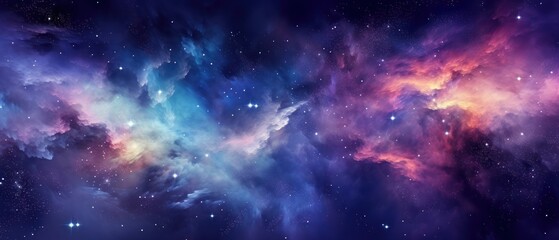 Obraz premium Fantastic supernova Colorful space galaxy cloud nebula scenery background. Generative AI