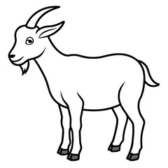 Goat vector line art on white baclground