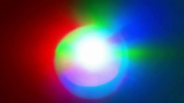 Animation, gradient background, disintegrating into multi-colored bright rays.