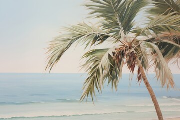 Palm tree with beach outdoors painting nature.