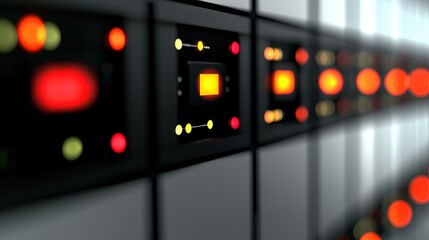 Dark, futuristic control panel with glowing indicators.