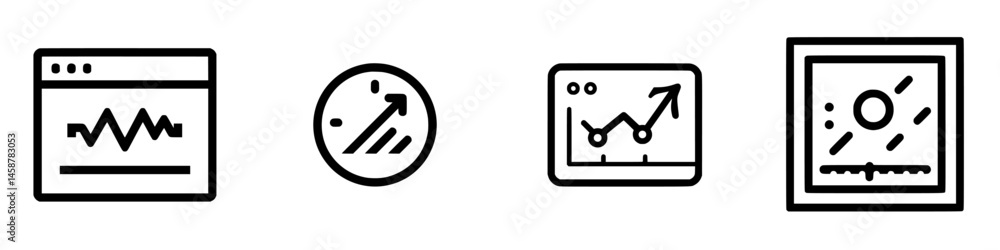 Poster vector illustration icons representing data analysis, performance metrics, and visual representation