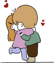 cute couple series doodle drawing element vector illustration