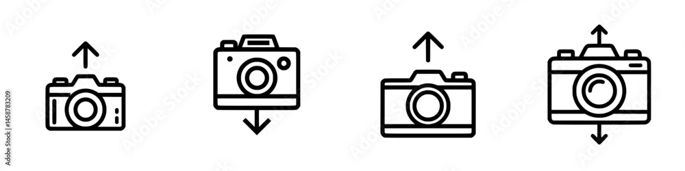 Poster vector illustration of camera icon set depicting different camera angles and orientations designed f