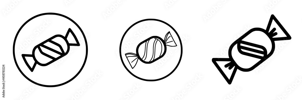 Poster vector illustration of assorted candies with simple designs in monochrome style for various applicat