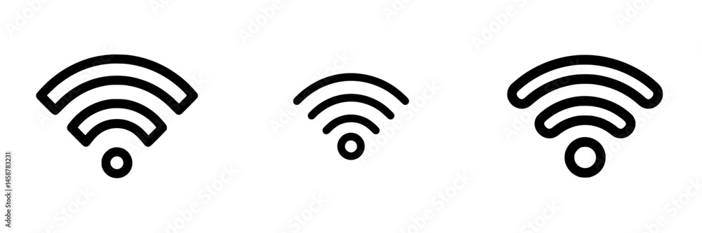 Poster different sizes of wi-fi signal icons representing varying connectivity strength in vector format fo