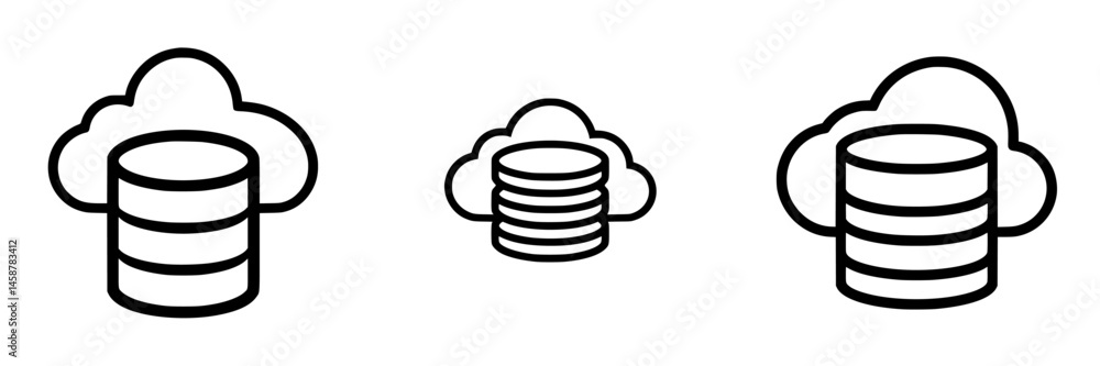 Aufkleber cloud storage vector illustration icon depicting multiple tiers of data layers under cloud symbols