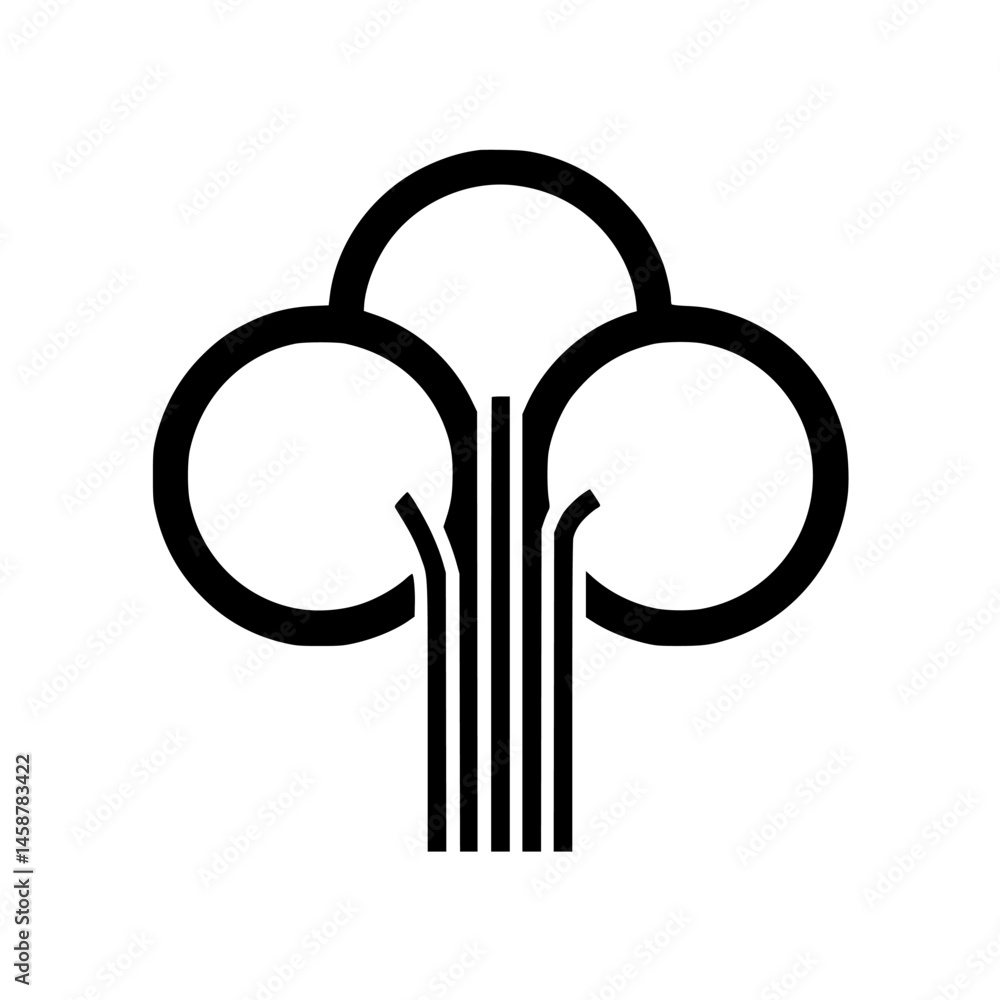 Poster vector illustration of a stylized cloud tree design with flowing lines symbolizing nature and creati