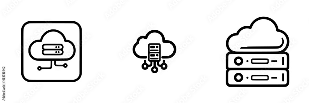 Aufkleber vector illustration of cloud computing icons featuring different styles of cloud storage symbols for