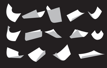 Floating papers on black background