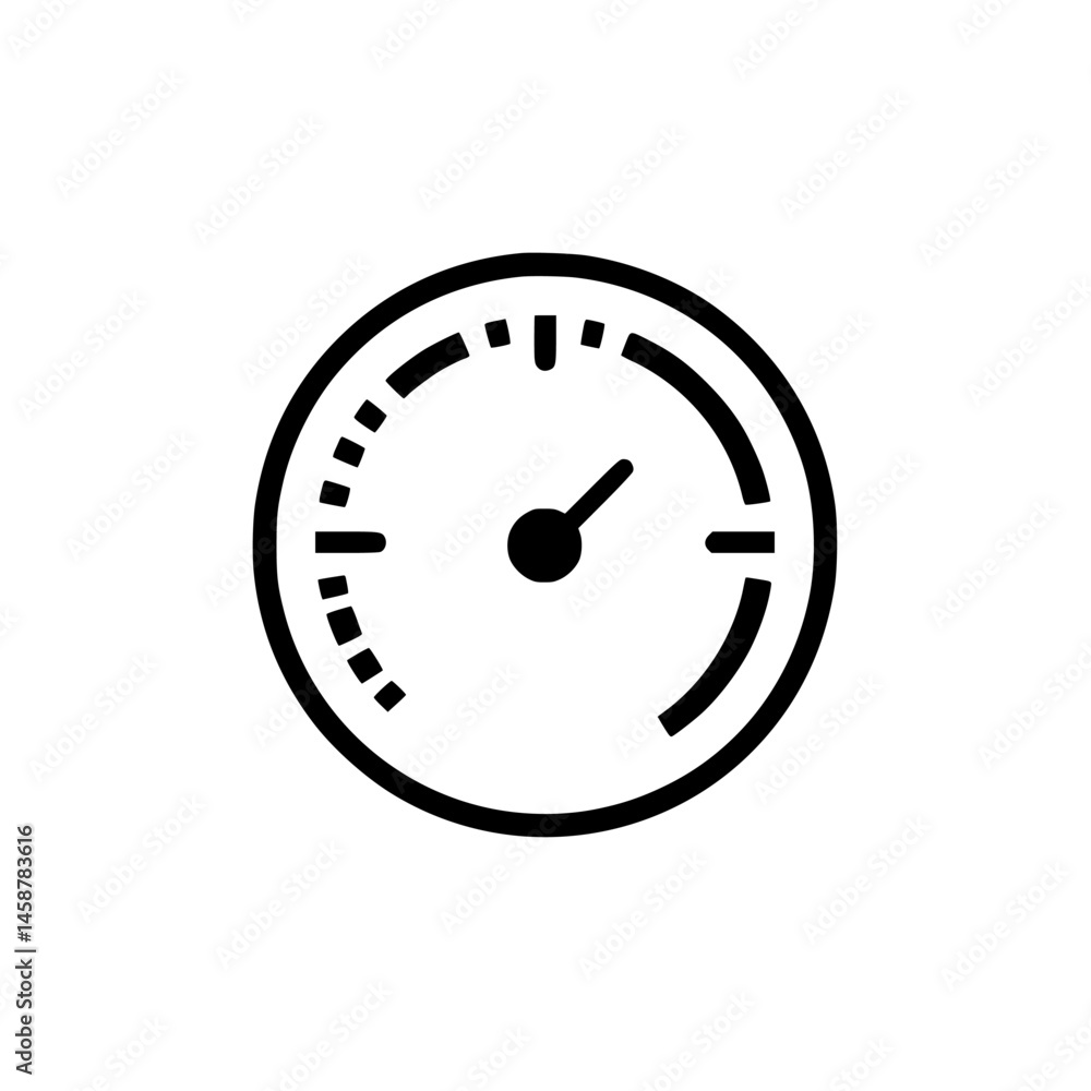 Poster vector illustration of a speedometer icon for dashboard or gauge designs in automotive or data visua
