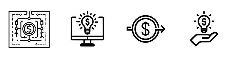 Obraz premium Vector illustration icons representing financial concepts such as investment, payment, and innovation for digital finance applications