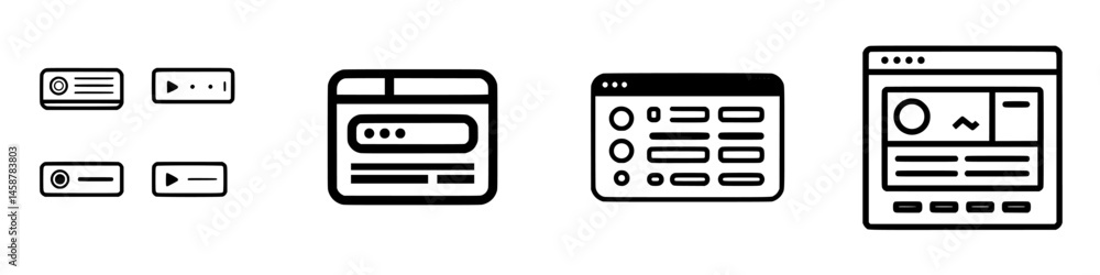 Poster vector illustration of digital interface icons for web design and user interaction tools in modern g