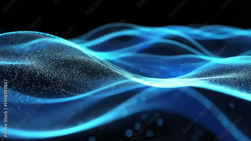 Aufkleber abstract waves of blue light smooth curves and shimmering particles evoke tranquility and energy in 
