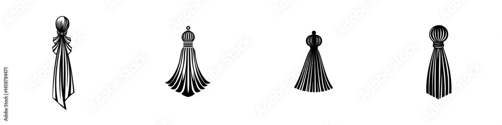 Poster elegant vector illustration of decorative tassels in various styles and shapes for design projects o