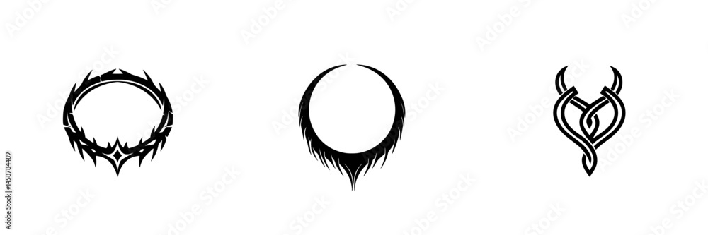Poster vector illustrations of three distinct abstract icons showcasing unique designs and styles in a mini