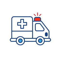 ambulance car line art vector illustration