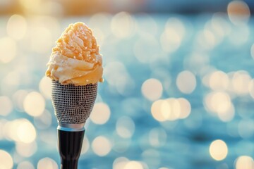 Vanilla ice cream placed directly on a microphone.