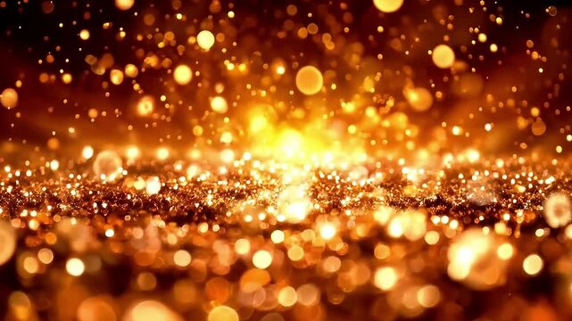 Luxury Golden Glitter Suspension - Warm Monochrome Backdrop with Subtle Bokeh Sparkle