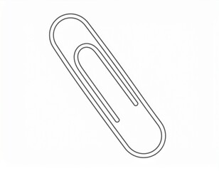 Simple outline of a metal paperclip, a common office supply item. The illustration shows the clip's shape. It secures pages easily