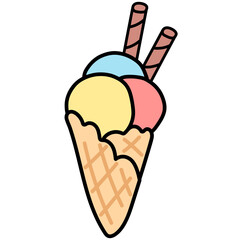 ice cream cone doodle icon