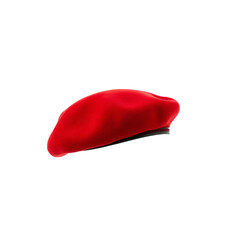 Red beret hat isolated on transparent background