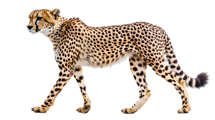 Fototapeta premium Majestic Cheetah Isolated on White Background for Wildlife Designs and Projects
