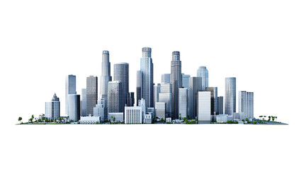 Los Angeles California USA Cityscape Isolated on White Background