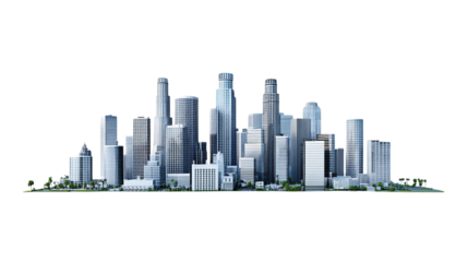 Los Angeles California USA Cityscape Isolated on White Background