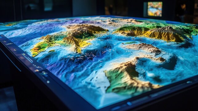 Fototapeta 3D Earth with interactive features that allow users to explore the world climates, ecosystems, and weather systems in great detail.