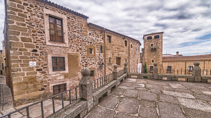 Fototapeta premium Street Scene, Traditional Architecture, City View, Old City, Cáceres, Extremadura, Spain, Europe