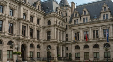 Fototapeta premium Grand Stone Building Exterior in European City