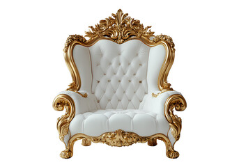 Luxurious throne chair isolated on a transparent background