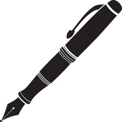 Fountain Pen Icon | Vintage Calligraphy Tool Silhouette Black Vector
