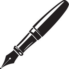 Fountain Pen Icon | Vintage Calligraphy Tool Silhouette Black Vector