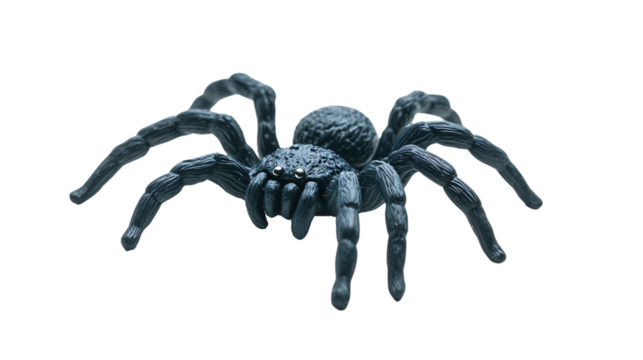 Realistic Fake Rubber Spider Toy on White Background