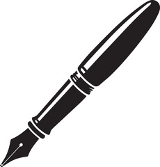 Fountain Pen Icon | Vintage Calligraphy Tool Silhouette Black Vector