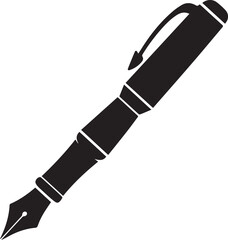 Fountain Pen Icon | Vintage Calligraphy Tool Silhouette Black Vector