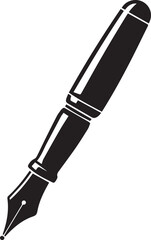 Fountain Pen Icon | Vintage Calligraphy Tool Silhouette Black Vector