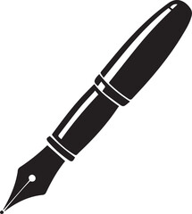 Fountain Pen Icon | Vintage Calligraphy Tool Silhouette Black Vector